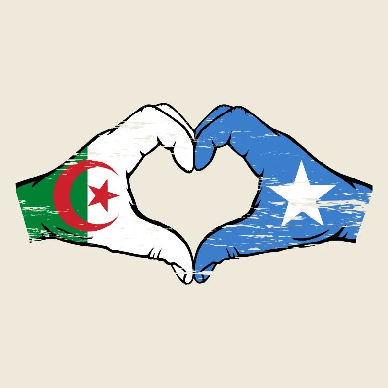Algeria Somalia Flag Hands Heart Shape Used