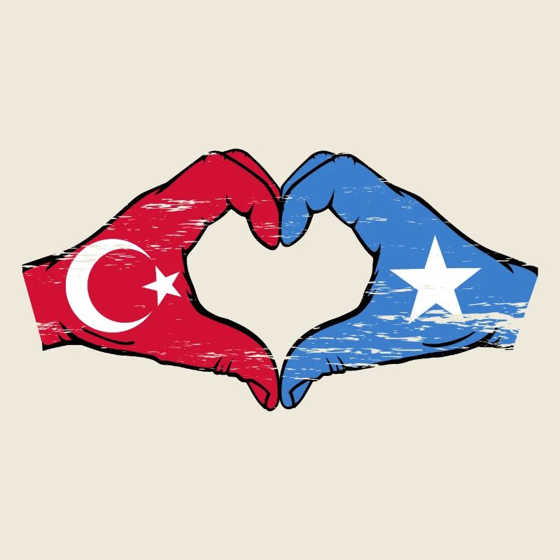 Turkey Somalia Flag Hands Heart Shape Used