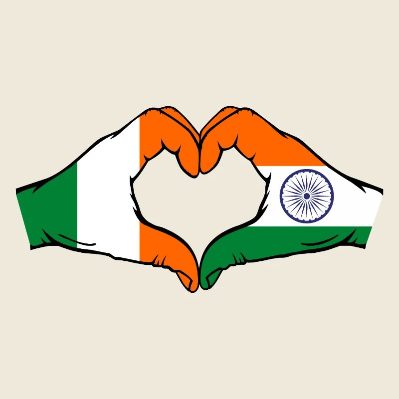 Irlande Inde Drapeau Mains Coeur Forme