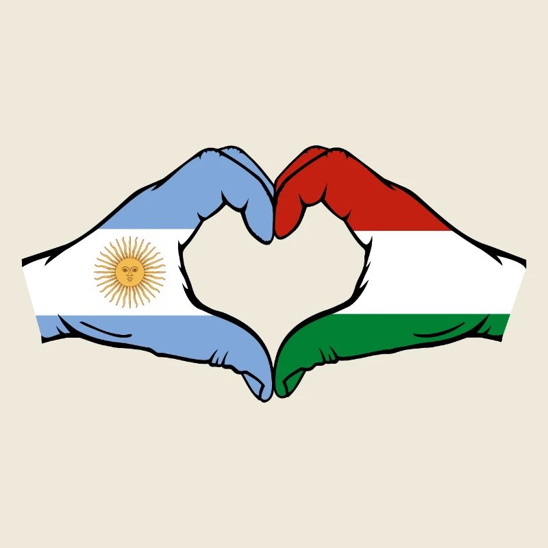Argentine Hongrie Drapeau Mains Coeur Forme