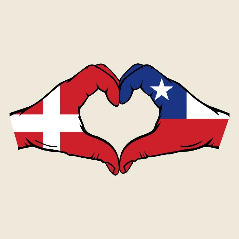 Denmark Chile Flag Hands Heart Shape