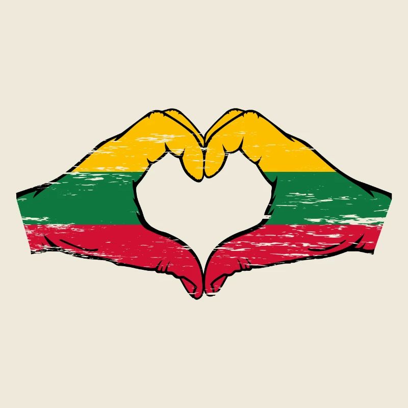 Drapeau de la Lituanie mains forme de coeur utilisé