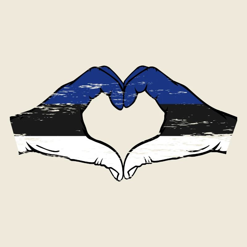 Drapeau de l’Estonie mains forme de coeur utilisé