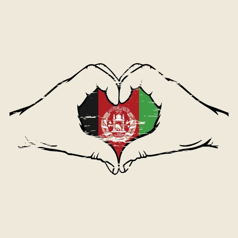 Afghanistan Flag Hands Heart Shape Used