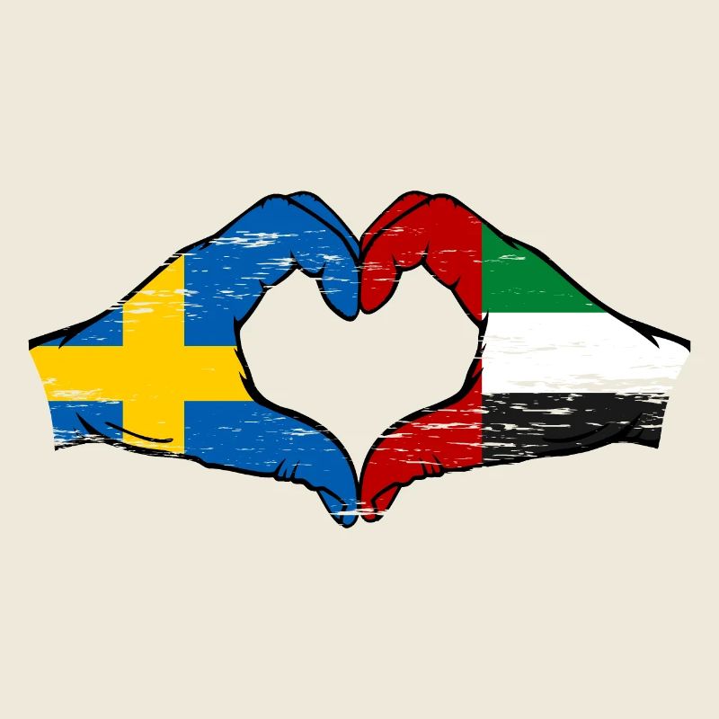 Suède Émirats arabes unis Drapeau Coeur