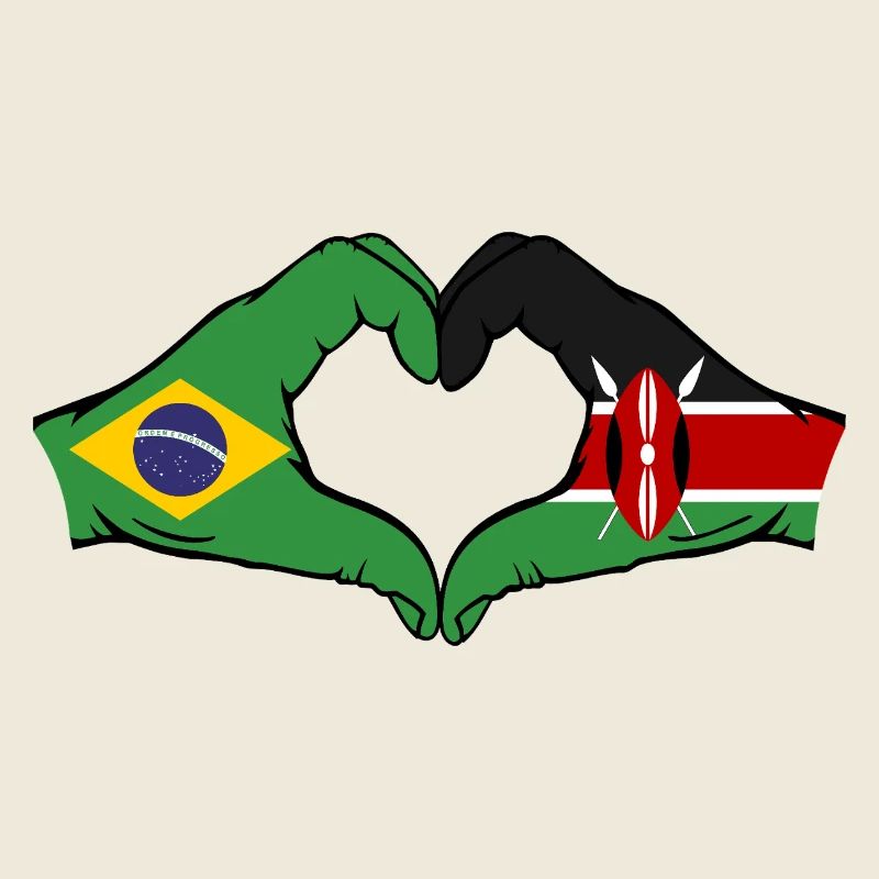 Brésil Kenya Drapeau Mains Coeur Forme