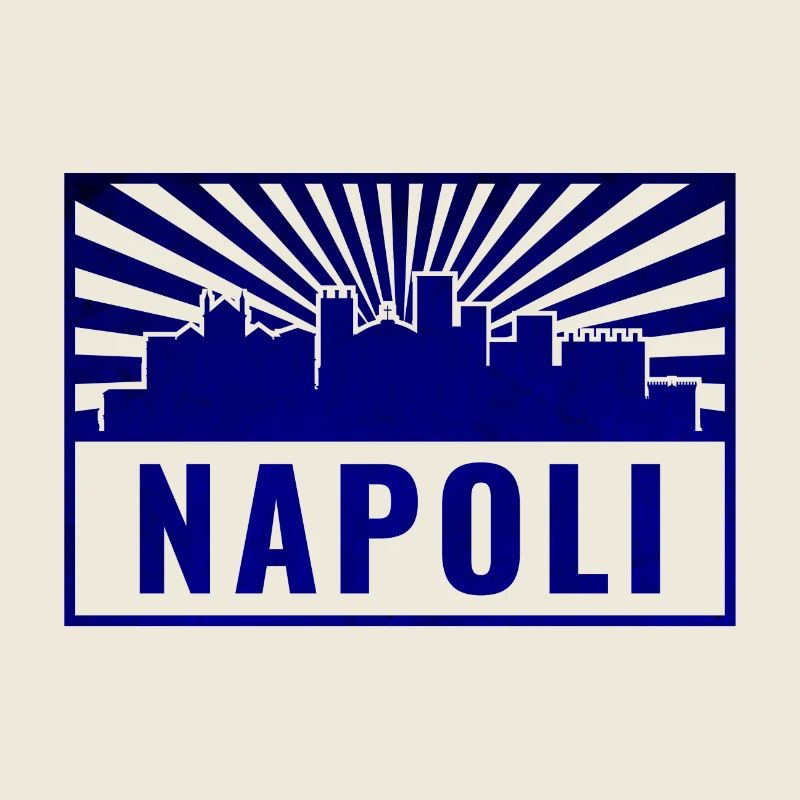 Napoli Skyline Blue Stamp
