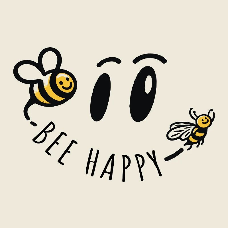 bee happy biene positiver spruch glück