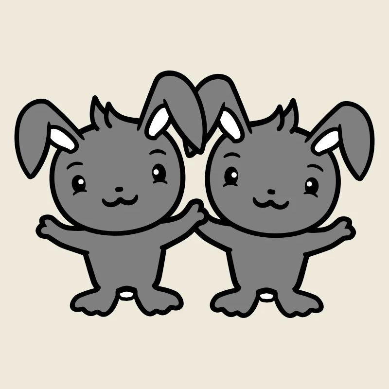2 Hasen Freunde Team Crew Paar Zwei Glückliche