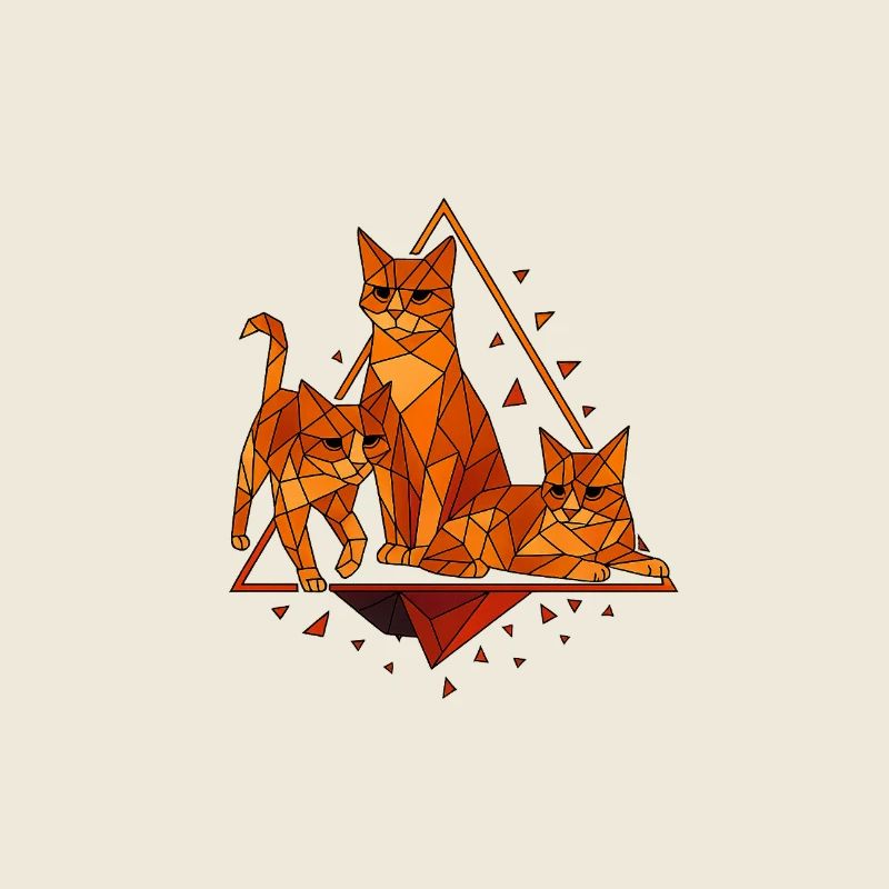 Geometrische Katzen im Diamantrahmen