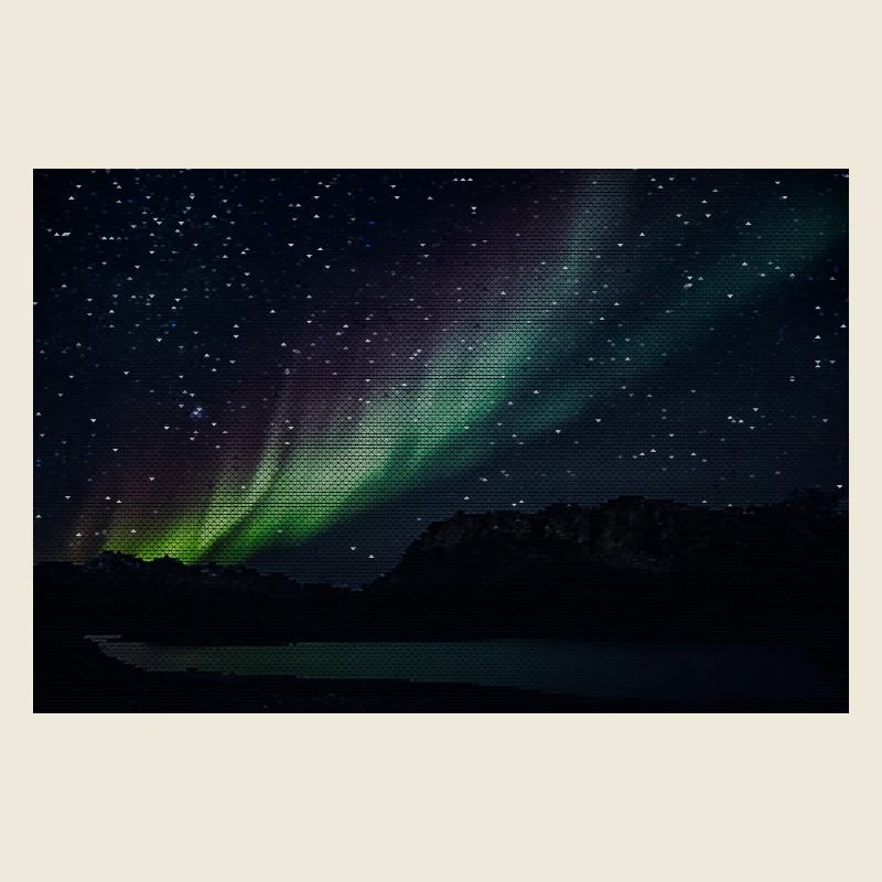 Northern Lights over Silent Mountain Lake with Triangle Pattern