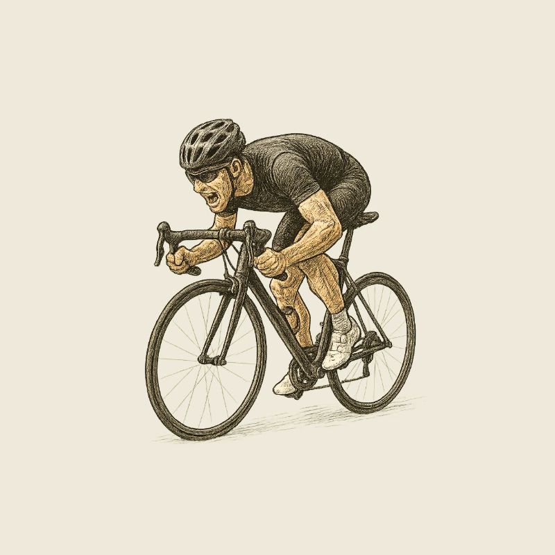 Illustration du cycliste en course en action