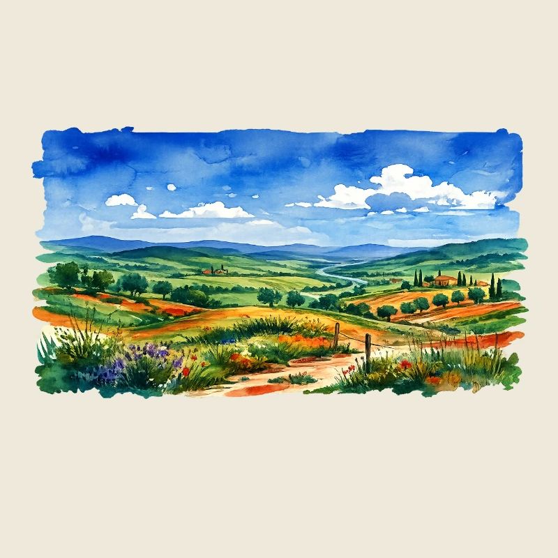Panorama aquarelle paysager