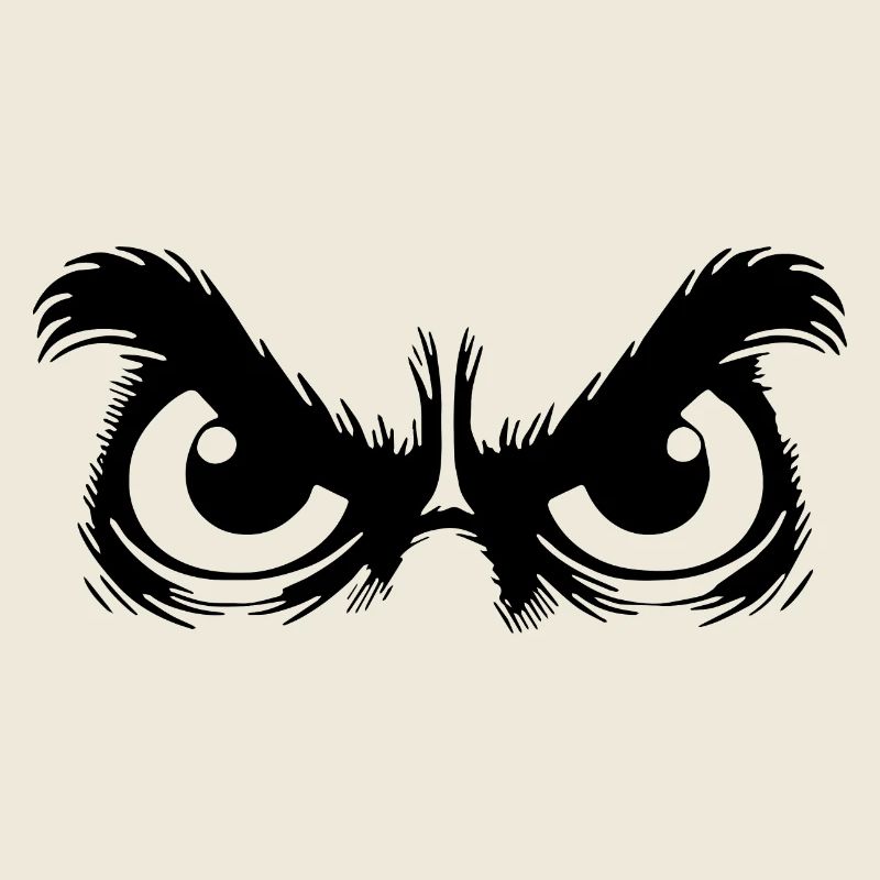 Owl eyes with stubborn gaze
