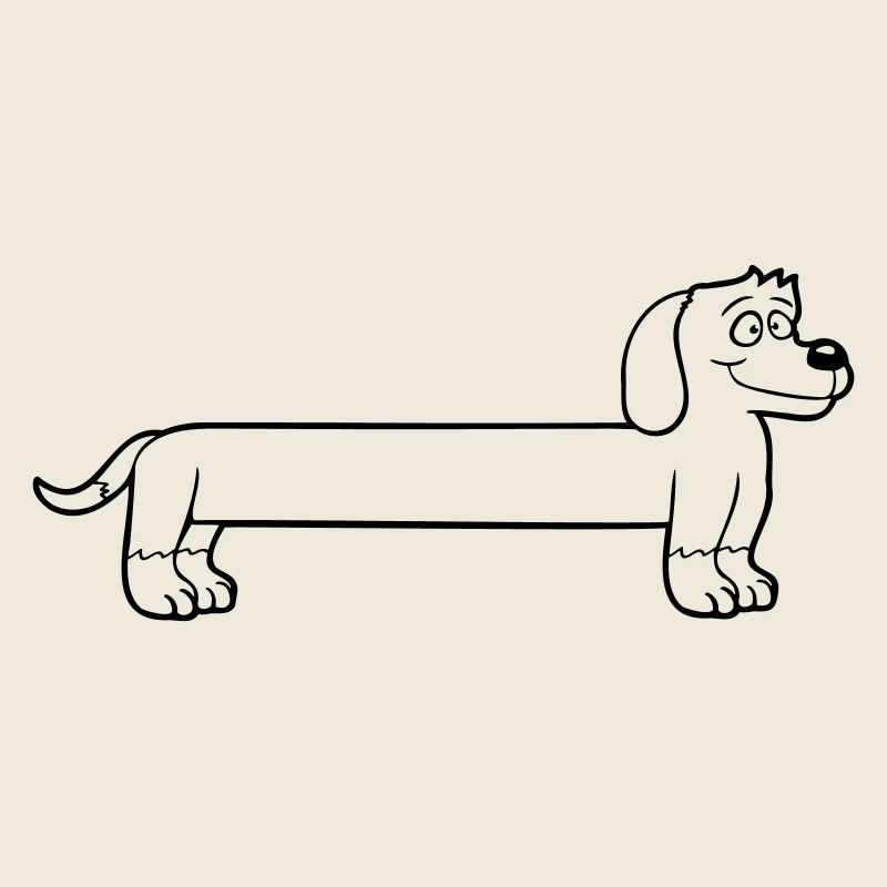 Dog Long Dachshund Funny Long Drawn Cool Cartoon