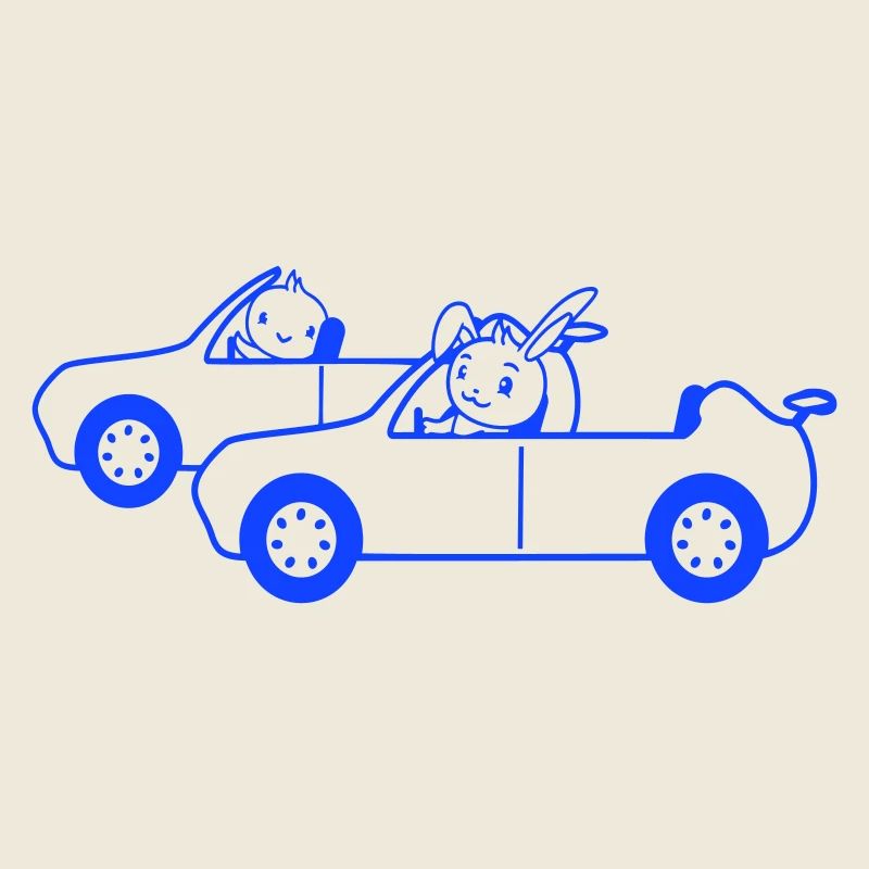 Bunny Bird Chick 2 Car Driving Team Two Friends