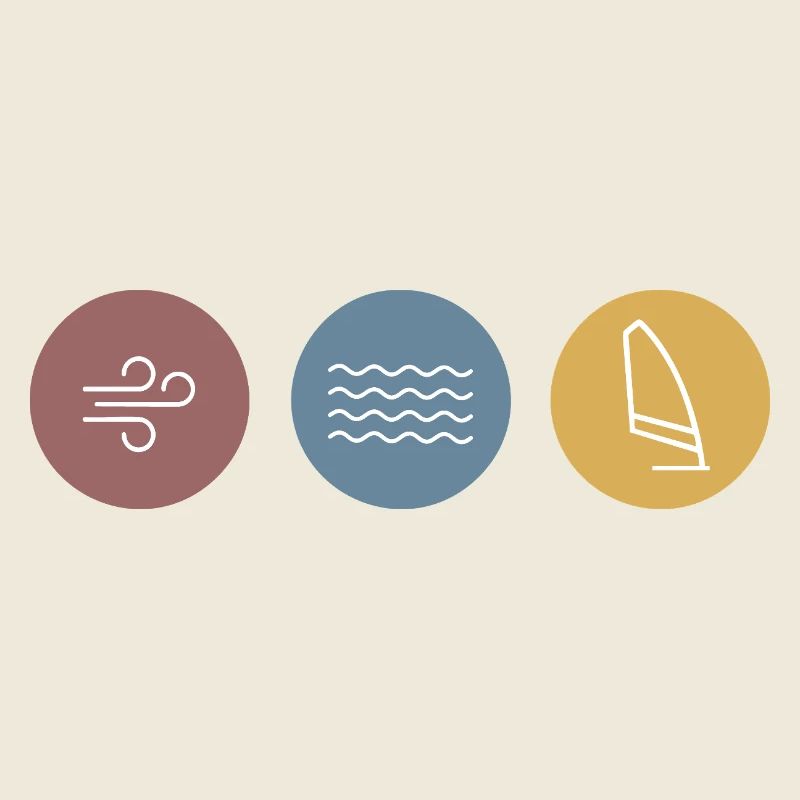 Bunte Icons Windsurfen