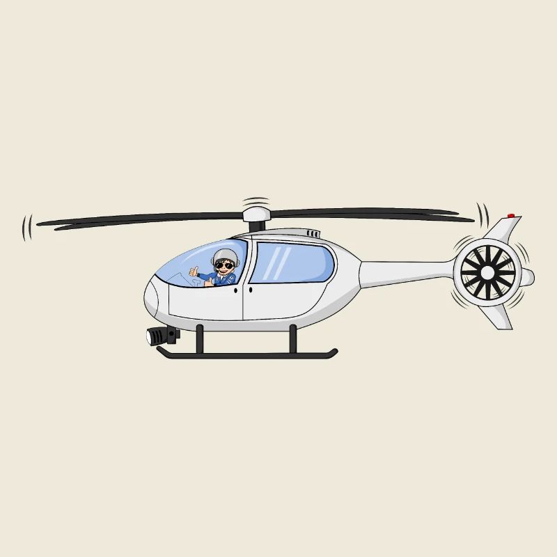 Pilot und Hubschrauber weiß