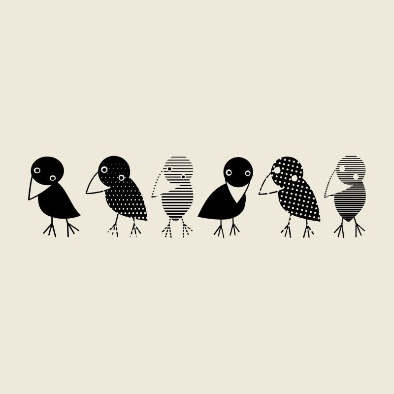 Crows at a glance. Cosy crows on a row