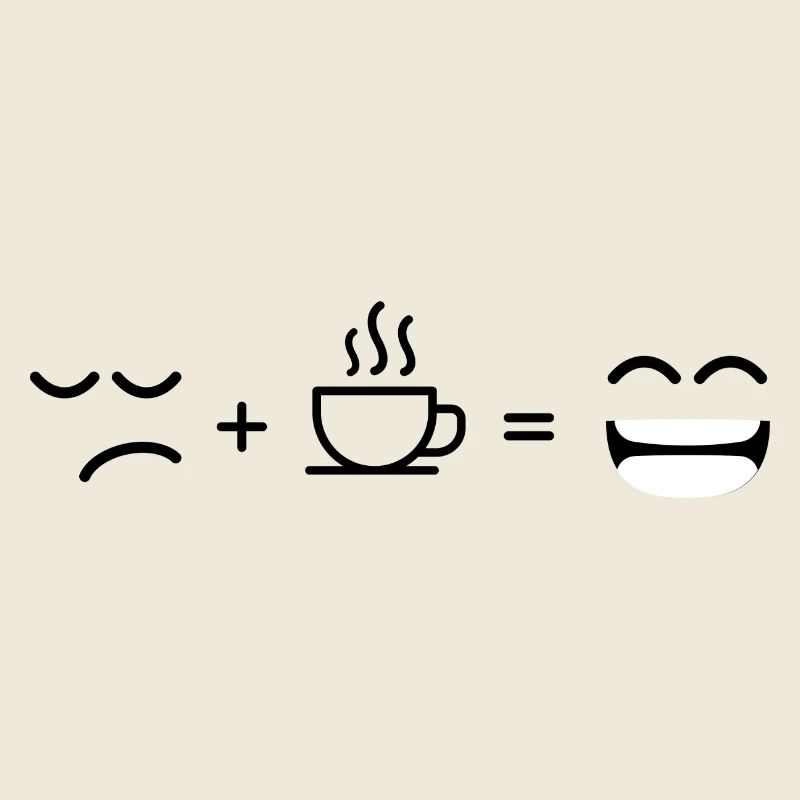 Sad Face After Drinking Coffee and Happy