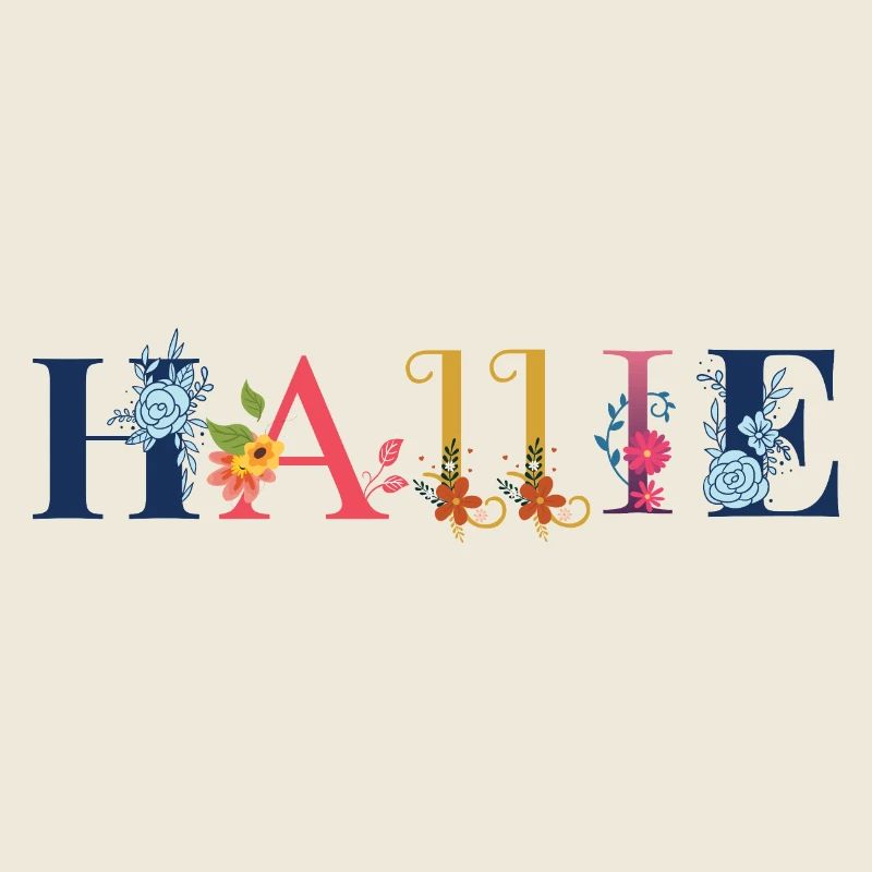 HALLIE Name mit Blumen geschmückt
