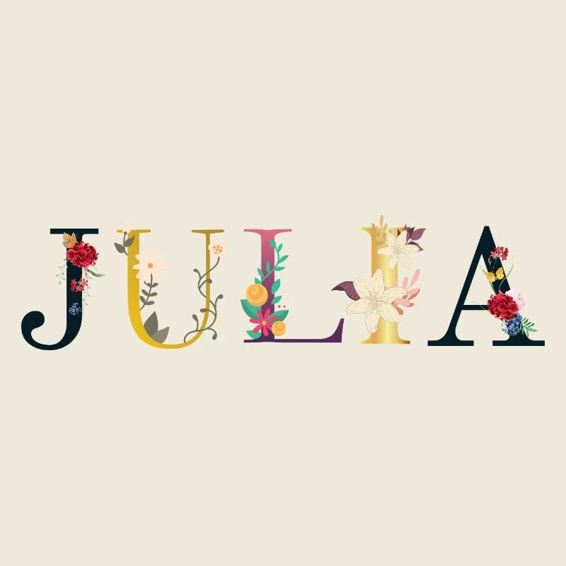 Le nom de JULIA est décoré de fleurs