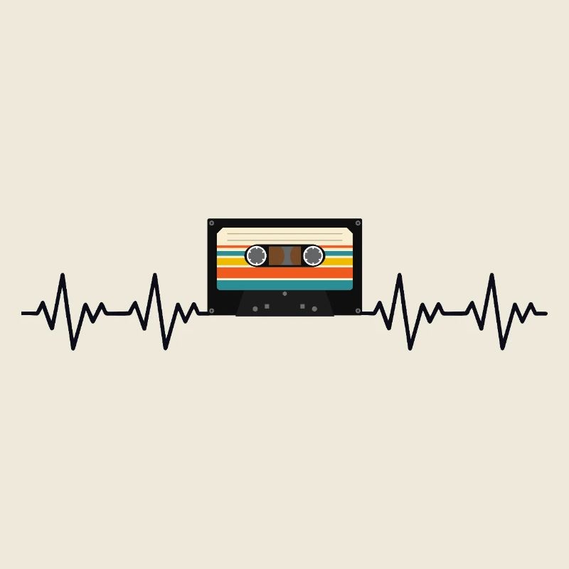 Cassette Retro ECG Heartbeat