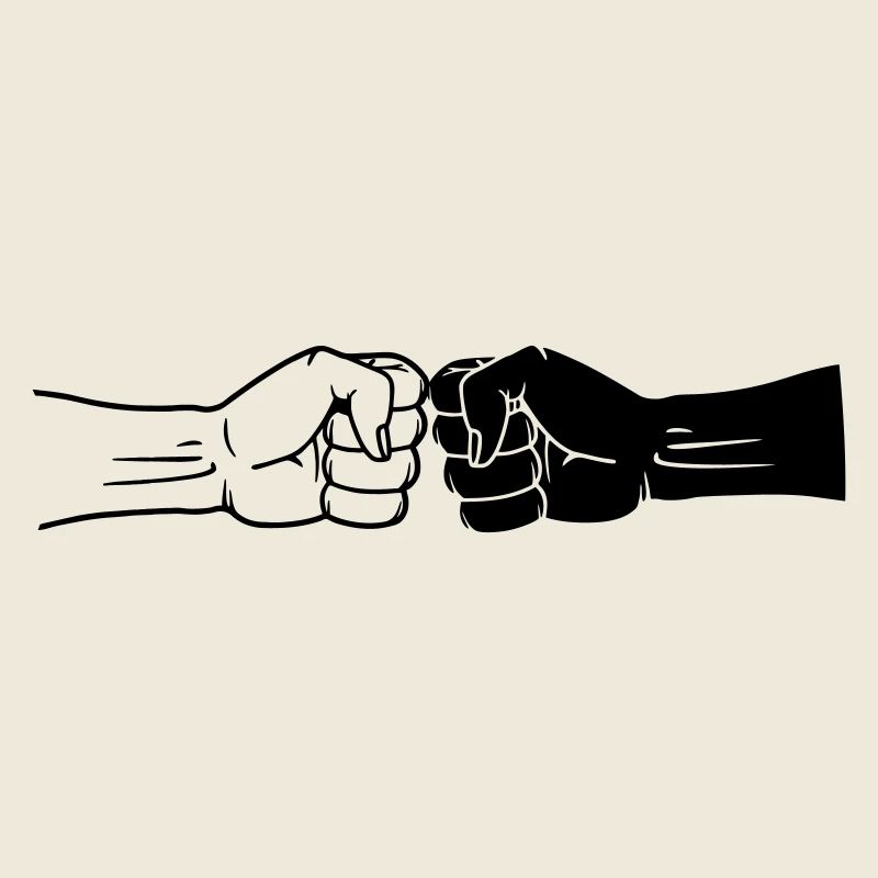 Fists black and white work together