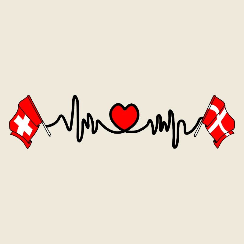 Cardio coeur Drapeau Suisse, drapeau Danemark