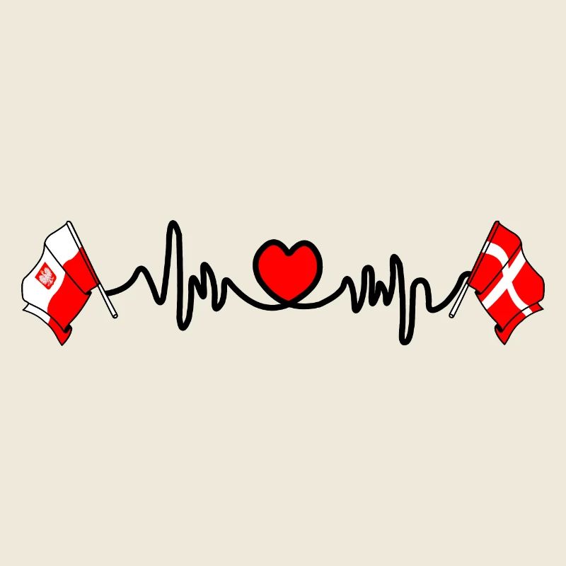Cardio heart Drapeau Pologne, drapeau Danemark