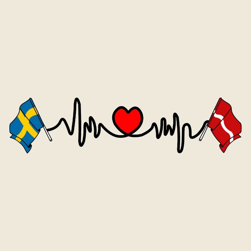 Cardio heart Drapeau Suède, drapeau Lettonie