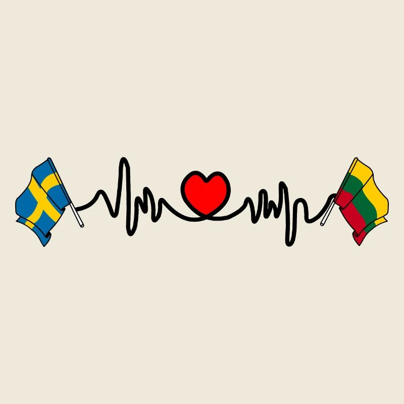 Cardio heart Drapeau Suède, drapeau Lituanie