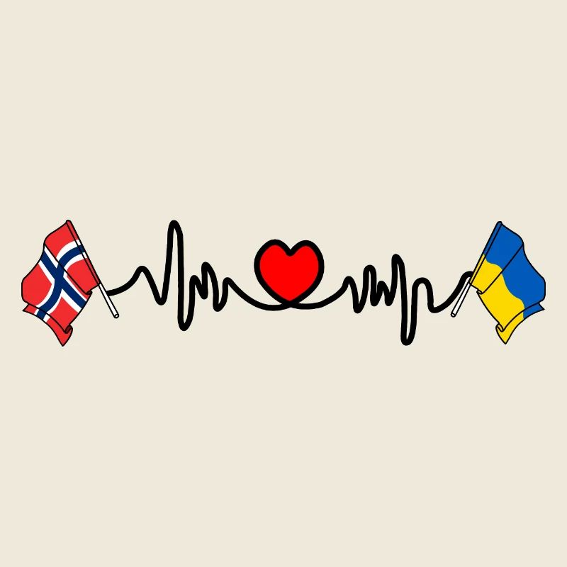 Cardio heart Drapeau Norvège, drapeau Ukraine