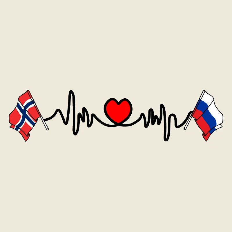 Cardio heart Drapeau Norvège, drapeau Russie