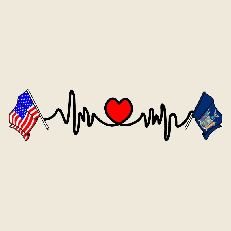 Cardio heart avec drapeau des États-Unis et drapeau de New York