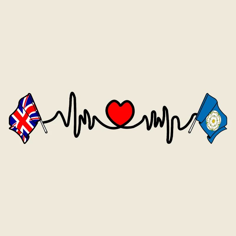 Yorkshire + heartbeat + Great Britain flag