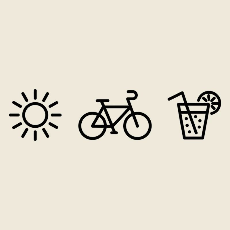 Sun Bicycle Drink – Dessin minimal en lignes