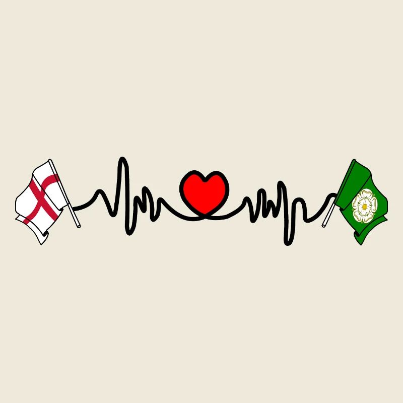 Drapeau du North Yorkshire+ Angleterre avec battement de cœur