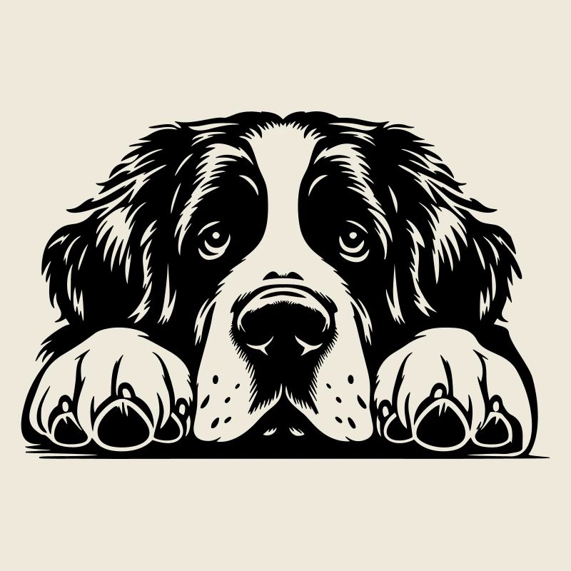 Tête de Saint-Bernard avec pattes