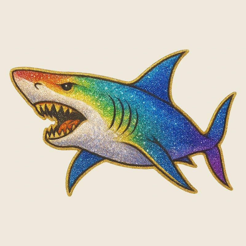 Rainbow Glitter Shark Motif