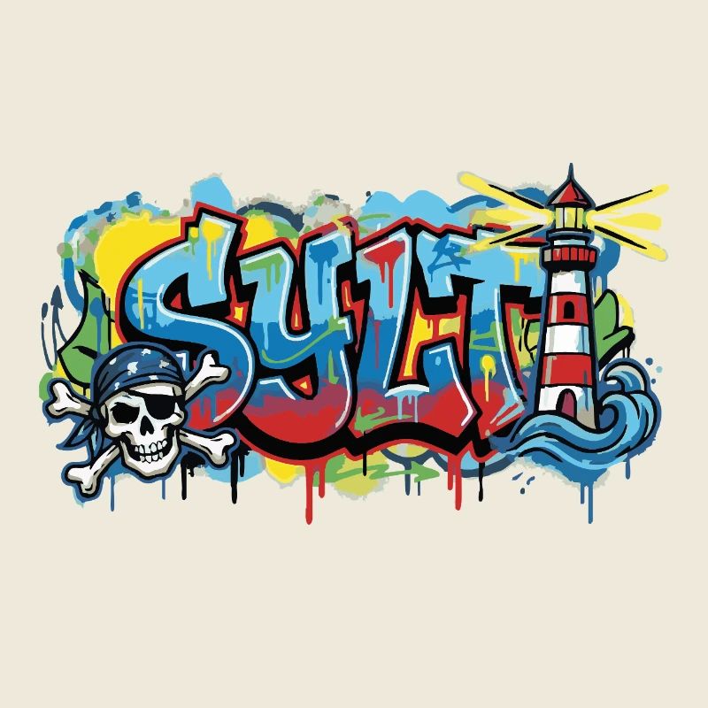 Sylt Graffiti mit Leuchtturm