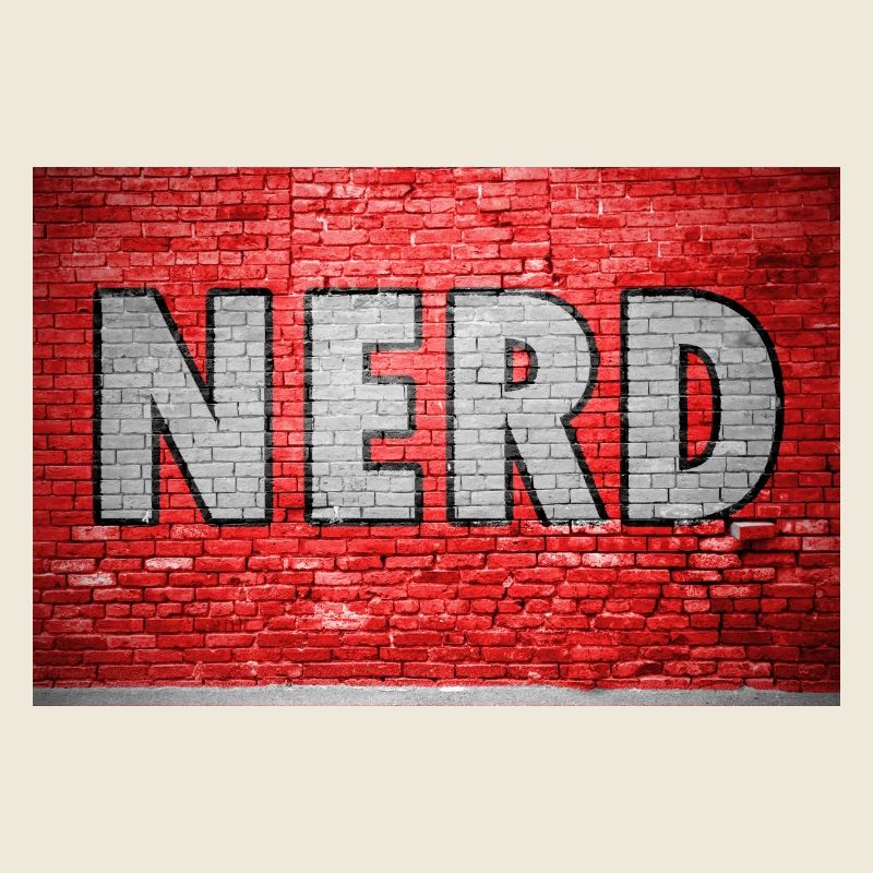 Graffiti de nerd sur un mur de briques