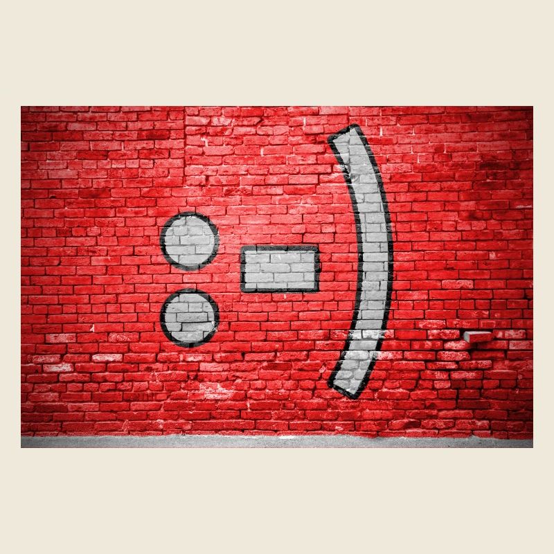 Smiley Ziegelsteinmauer Graffiti :-)
