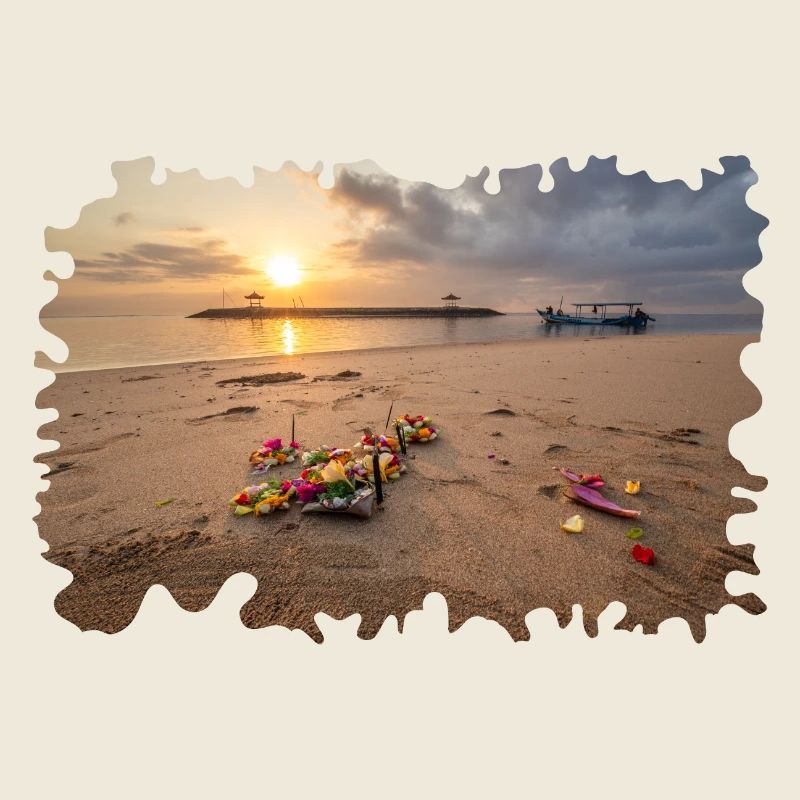 Offres au lever du soleil sur la plage de Bali