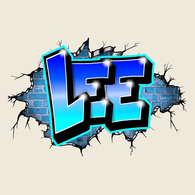 Graffiti LEE Blue Brick Risse