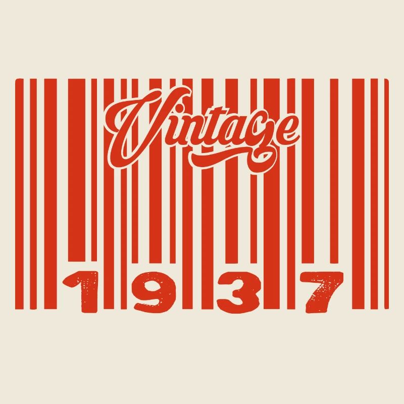 Vintage 1937 Born In 1937 88 Years Bar Code Anniversai