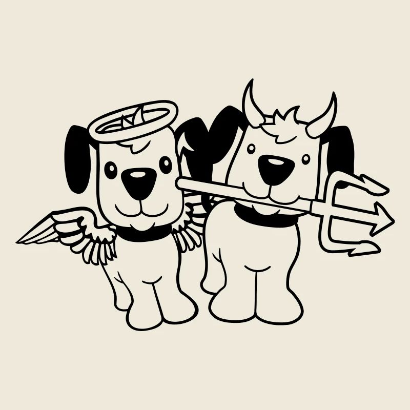 2 Dogs Angel Devil Satan Heaven Hell Conscience