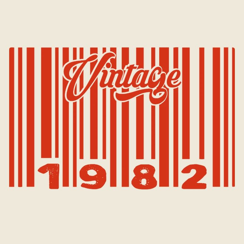 Vintage 1982 Born In 1982 43 Year Old Bar Code Anniversai