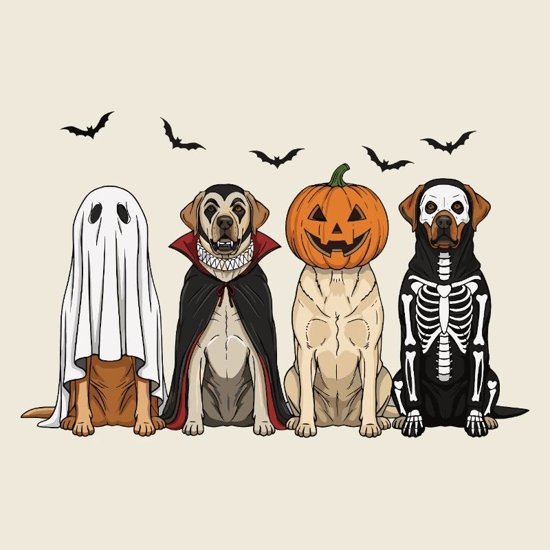 Halloween dogs with pumpkin lantern, Labrador