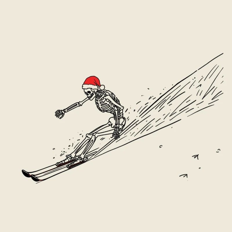 Skiing Santa Skeleton